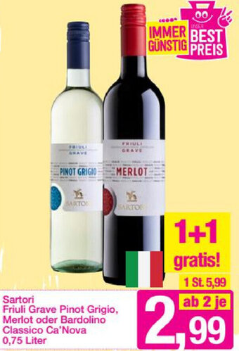 Sutterlüty Sartori Friuli Grave Pinot Grigio Merlot Oder Bardolino Classico Ca'Nova 0,75 Liter Angebot