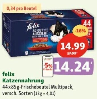 Fressnapf felix Katzennahrung 44x85g-Frischebeutel Multipack, versch. Sorten Angebot