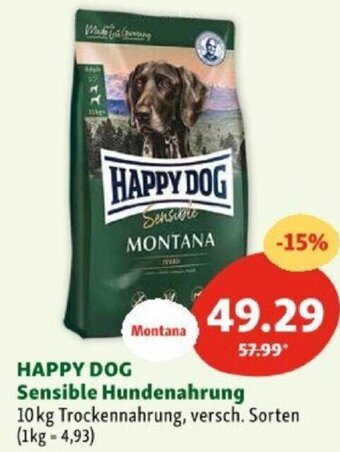 Fressnapf HAPPY DOG Sensible Hundenahrung 10 kg Trockennahrung, versch. Sorten (1kg - 4,93) Angebot
