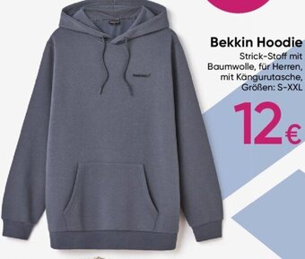 Bekkin Hoodie Strick-Stoff mit Baumwolle, für Herren, mit Kängurutasche, Größen: S-XXL