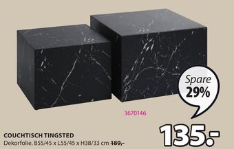 JYSK COUCHTISCH TINGSTED Dekorfolie. B55/45 x L55/45 x H38/33 cm Angebot