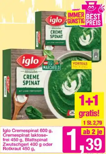 Sutterlüty Iglo Cremespinat 600g Cremespinat Laktose Angebot