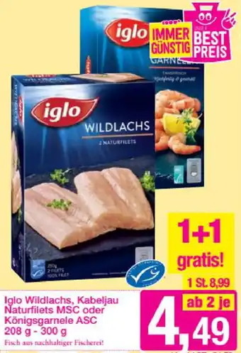 Sutterlüty Iglo Wildlachs,Kabeljau Naturfilets MSC 208g-300g Angebot
