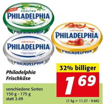 Strasser Markt Philadelphia Frischkäse verschiedene Sorten 150 g - 175 g Angebot