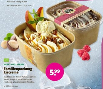 Denn's Biomarkt HAPPY MRS. JERSEY Familienpackung Eiscreme 900 ml Angebot