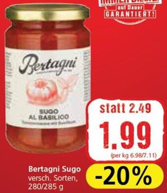 Eurospar Bertagni Sugo versch. Sorten, 280/285 g Angebot