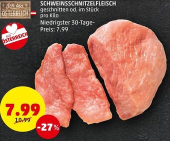 PENNY SCHWEINSSCHNITZELFLEISCH geschnitten od. im Stück pro Kilo Angebot