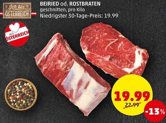 PENNY BEIRIED od. ROSTBRATEN geschnitten, pro Kilo Angebot