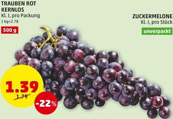 PENNY TRAUBEN ROT KERNLOS Kl. I, pro Packung Angebot