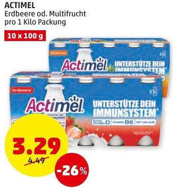 PENNY ACTIMEL Erdbeere od. Multifrucht pro 1 Kilo Packung Angebot
