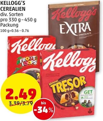 PENNY KELLOGG'S CEREALIEN div. Sorten pro 330 g-450 g Packung Angebot