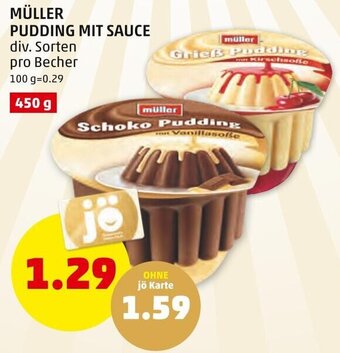 PENNY MÜLLER PUDDING MIT SAUCE div. Sorten pro Becher Angebot
