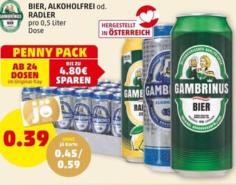 PENNY BIER, ALKOHOLFREI od. pro 0,5 Liter Dose Angebot