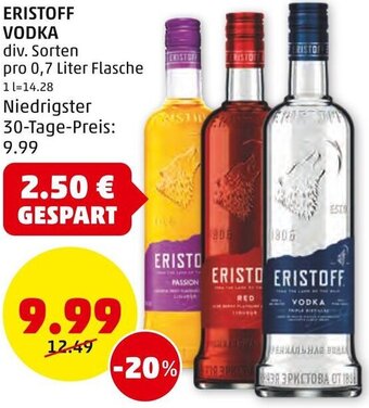 PENNY ERISTOFF VODKA div. Sorten pro 0,7 Liter Flasche Angebot