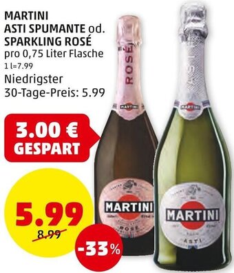 PENNY MARTINI ASTI SPUMANTE od. SPARKLING ROSÉ pro 0,75 Liter Flasche Angebot