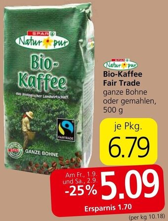 Spar Natur pur Bio-Kaffee Fair Trade 500 g Angebot