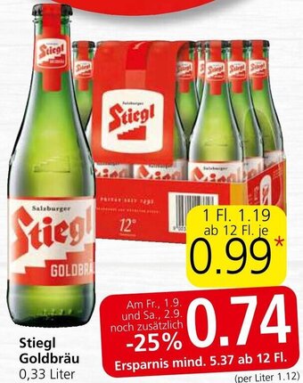 Spar Stiegl Goldbräu 0,33 Liter Angebot