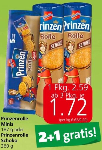 Spar Prinzenrolle Minis 187 g oder Prinzenrolle Schoko 260 g Angebot