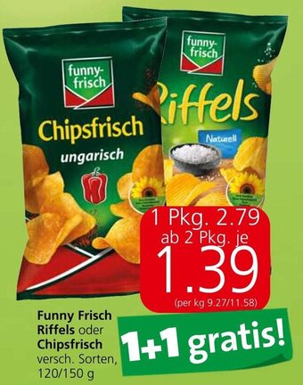 Spar Funny Frisch Riffels oder Chipsfrisch 120/150 g Angebot