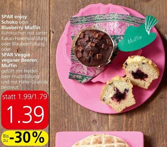 Spar SPAR enjoy Schoko oder Blueberry Muffin oder SPAR Veggie veganer Beeren Muffin Angebot
