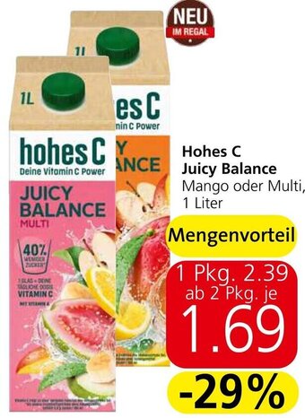 Spar Hohes C Juicy Balance Mango oder Multi, 1 Liter Angebot