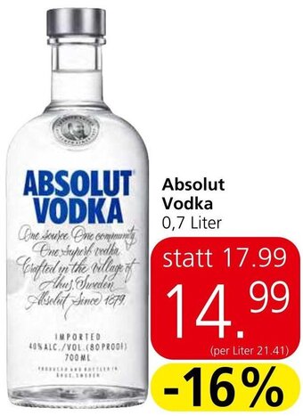 Spar Absolut VODKA 0,7 Liter Angebot