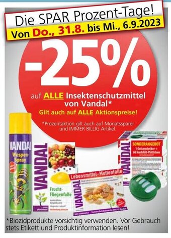 Spar auf ALLE Insektenschutzmittel von Vandal* Angebot