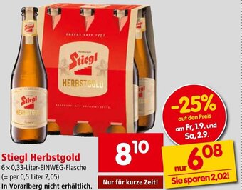 Interspar Stiegl Herbstgold 6x 0,33-Liter-EINWEG-Flasche Angebot