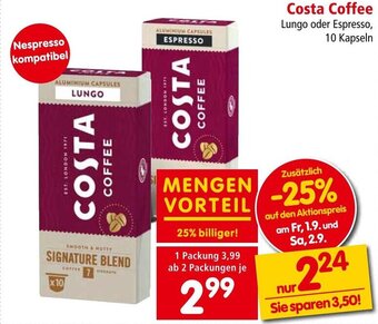 Interspar Costa Coffee Lungo oder Espresso, 10 Kapseln Angebot