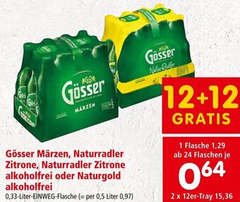 Interspar Gösser Märzen, Naturradler Zitrone, Naturradler Zitrone alkoholfrei oder Naturgold alkoholfrei 0,33 Liter Angebot