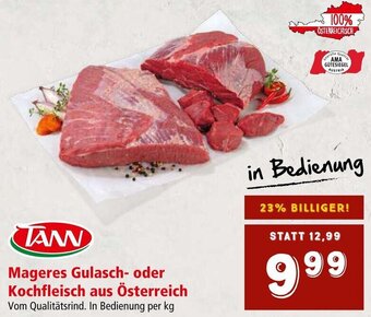 Interspar Mageres Gulasch- oder Kochfleisch aus Österreich Vom Qualitätsrind. In Bedienung per kg Angebot