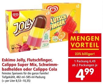 Interspar Eskimo Jolly, Flutschfinger, Calippo Super Mix, Schwimm-badhelden oder Calippo Cola 482-ml-585-ml-Packung Angebot
