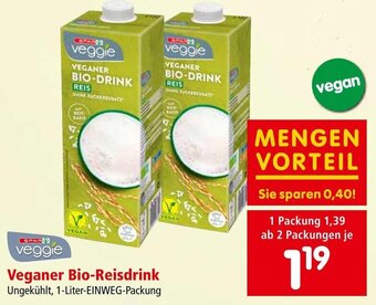 Interspar Veganer Bio-Reisdrink Ungekühlt, 1-Liter-EINWEG-Packung Angebot