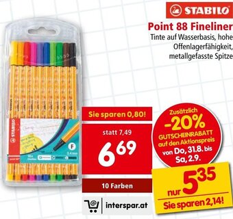 Interspar STABILO Point 88 Fineliner Angebot
