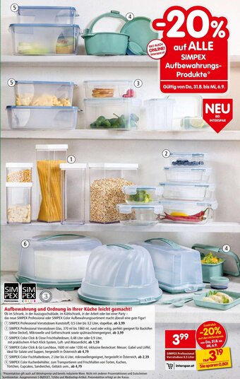 Interspar Simpex Aufbewahrung und Ordnung in Ihrer Küche leicht gemacht! 0,5 Liter Angebot