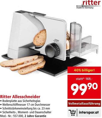 Interspar Ritter Allesschneider Vollmetallausführung Angebot