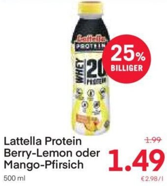 MPreis Lattella Protein Berry-Lemon oder Mango-Pfirsich 500 ml Angebot