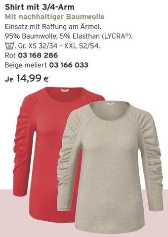 Tchibo Eduscho Shirt mit 3/4-Arm Mit nachhaltiger Baumwolle Angebot