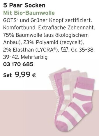 Tchibo Eduscho 5 Paar Socken Mit Bio-Baumwolle Angebot