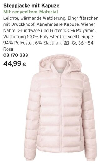 Tchibo Eduscho Steppjacke mit Kapuze Mit recyceltem Material Angebot