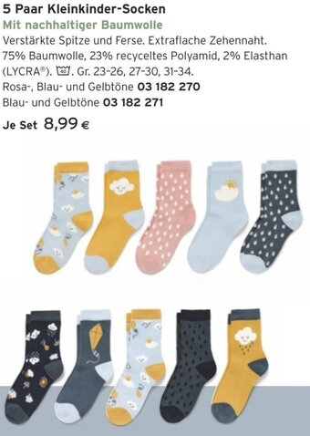 Tchibo Eduscho 5 Paar Kleinkinder-Socken Mit nachhaltiger Baumwolle Angebot