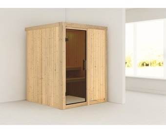Hornbach Plug & play sauna karibu sinja ohne ofen ohne dachkranz mit graphitfarbiger ganzglastüre Angebot