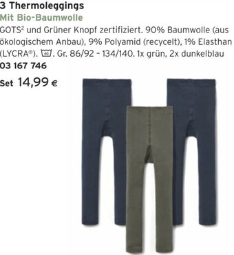 Tchibo Eduscho 3 Thermoleggings Mit Bio-Baumwolle Angebot
