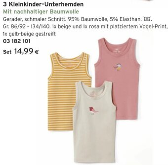 Tchibo Eduscho 3 Kleinkinder-Unterhemden Mit nachhaltiger Baumwolle Angebot