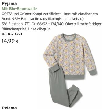 Tchibo Eduscho Pyjama Mit Bio-Baumwolle Angebot
