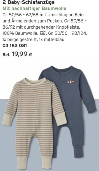 Tchibo Eduscho 2 Baby-Schlafanzüge Mit nachhaltiger Baumwolle Angebot
