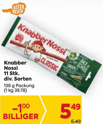 Billa Knabber Nossi 11 Stk. div. Sorten 138 g Packung Angebot