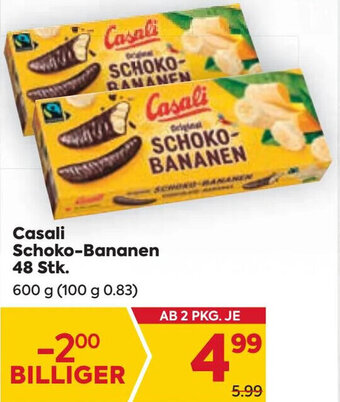 Billa Casali Schoko-Bananen 48 Stk. 600 g Angebot