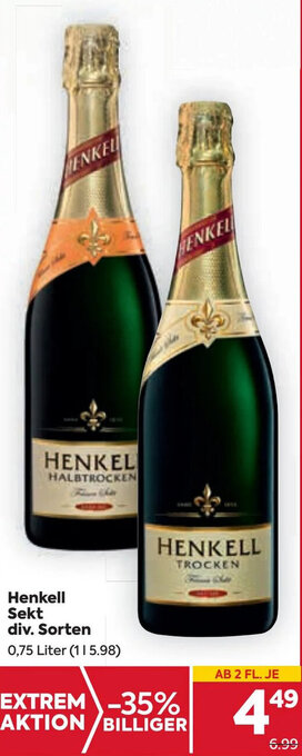 Billa Henkell Sekt div. Sorten 0,75 Liter Angebot