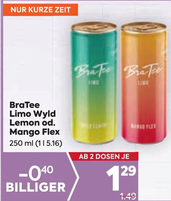 Billa BraTee Limo Wyld Lemon od. Mango Flex 250 ml Angebot